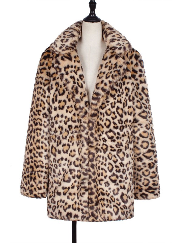 Abrigo De Piel Sintética De Leopardo Para Mujer Ropa De Abrigo De Felpa De Moda Cálida De Invierno