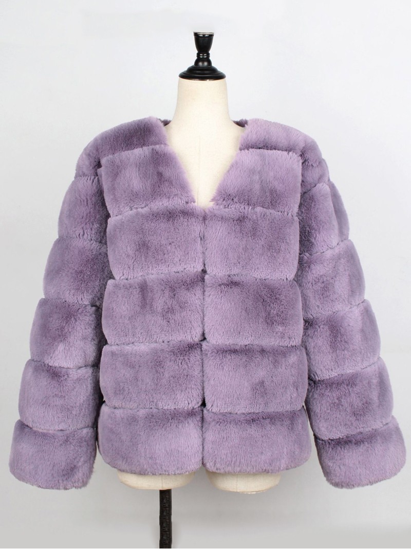 Faux Fur Jacket Multicolor Winter Warm Plush European and American Fashionable Short Tops