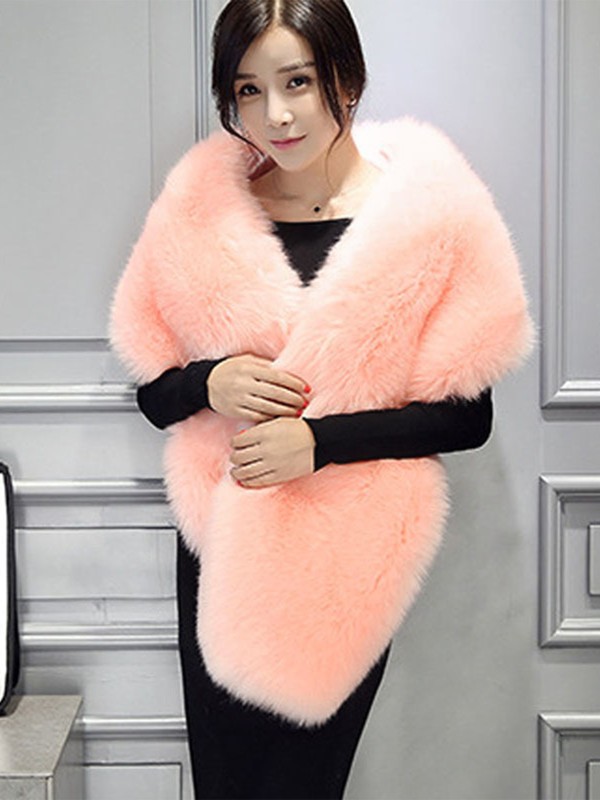 Faux Fox Fur Scarf Shawl Female Winter Plush Stole