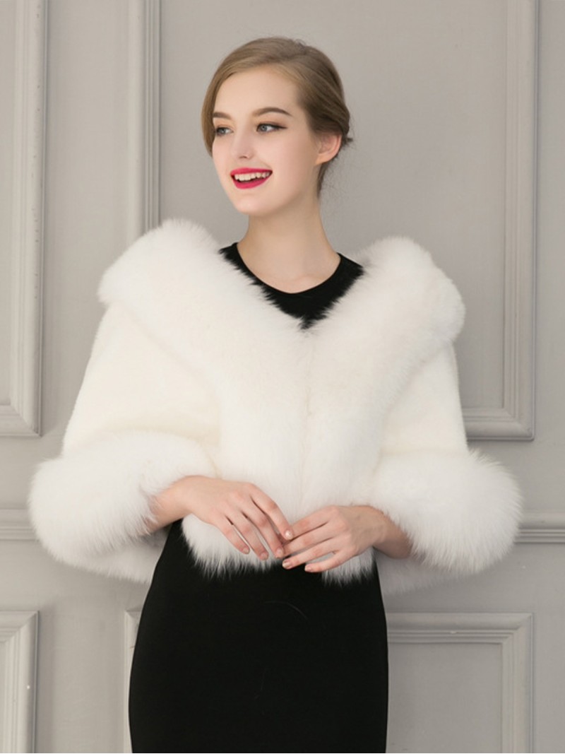 Faux Fur Shawl Female Stole Wedding Wrap Winter Scarf Cape Fur Collar