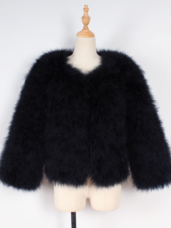 Women Faux Fur Jacket Autumn Winter Black White Short Casual Tops