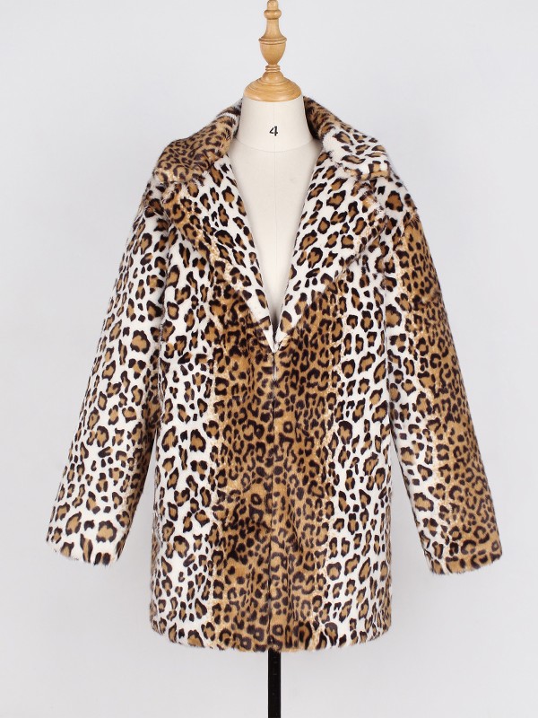 Chaqueta De Piel Sintética De Leopardo Para Mujer Moda Otoño E Invierno Tapas Cortos De Felpa